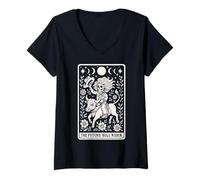Mujer Carta de Tarot The Future Bull Rider Bull Rider Bull Riding Cowboy Skeleton Camiseta Cuello V