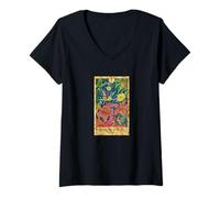 Mujer Carta del Tarot Cuatro de Bastos, Mística, Psíquica, Adivina, Hada Camiseta Cuello V