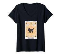 Mujer Carta del Tarot El Perro Maltipoo Espacio Celestial Camiseta Cuello V