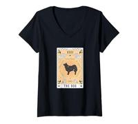 Mujer Carta del Tarot El Perro Pastor islandés Espacio Celestial Camiseta Cuello V