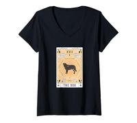 Mujer Carta del Tarot El Perro Rafeiro Do Alentejo Espacio Camiseta Cuello V
