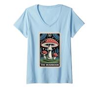 Mujer Carta del Tarot La Mosca del Hongo Agaric Amanita Muscaria Hongo Camiseta Cuello V