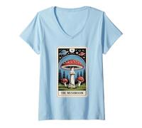 Mujer Carta del Tarot La Seta Amanita Muscaria Mosca Agaric Hongo Camiseta Cuello V