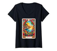 Mujer Carta del Tarot Siciliano Y Costa De Sicilia Camiseta Cuello V