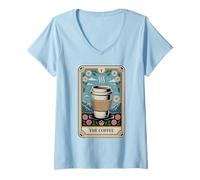 Mujer Carta del Tarot The Coffee Office Humor Funny Coffee Camiseta Cuello V