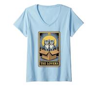 Mujer Carta del Tarot The Lovers Cats Cudding Funny Cat Camiseta Cuello V