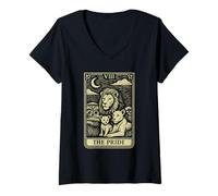 Mujer Carta del Tarot The Pride Lion Family African Big Five Camiseta Cuello V