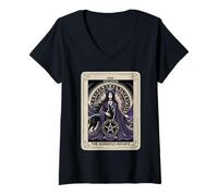 Mujer Carta del Tarot XVIII Pentáculo de la Diosa de la Luna Hécate Camiseta Cuello V