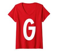 Mujer Carta G Grupo de diversión Matricante Disfraz de Navidad Camiseta Cuello V