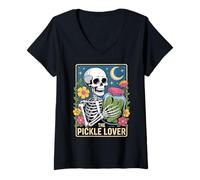 Mujer Carta gótica del tarot del decapado de salmuera del pepino del amante de los pe Camiseta Cuello V