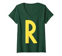 Mujer Carta R Grupo Divertido Matching Disfraz de Halloween 2025 Camiseta Cuello V