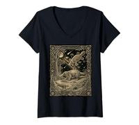 Mujer Cartas del Tarot de ornitorrinco Celestial Astronomía Camiseta Cuello V