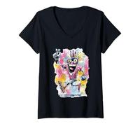 Mujer Cartel gráfico con Personajes Pop de Happy Robot Peace Graffiti Camiseta Cuello V
