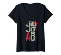 Mujer Cartel retro de Jiu Jitsu BJJ Fighter Wall Art For Who Loves BJJ Camiseta Cuello V