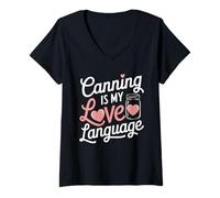 Mujer Casa Conservas Conservación de alimentos Conservación casera Enlatado DIY Camiseta Cuello V