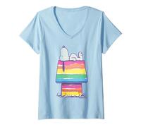 Mujer Casa para Perros Retro Peanuts Rainbow Riot Snoopy Pop Art Pride Camiseta Cuello V