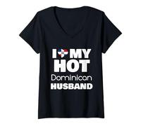 Mujer Casado Caliente Dominicano Amo a Mi Caliente Marido Dominicano Camiseta Cuello V