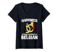 Mujer Casado con un diseño belga Esposa belga Marido belga Camiseta Cuello V