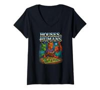 Mujer Casas y Seres Humanos Juegos Divertidos RPG Jugadores Hombres Mujeres Niños Camiseta Cuello V