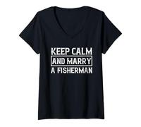 Mujer Cásate con un Pescador, cásate con un Pescador, Camiseta Cuello V