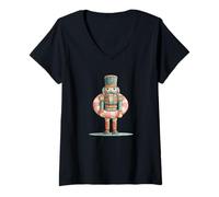 Mujer Cascanueces Genial en Anillo de Piscina para los Amantes de Las Vacaciones y la Playa Camiseta Cuello V