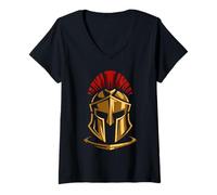 Mujer Casco corintio del Antiguo Guerrero Griego Espartano hoplita Camiseta Cuello V