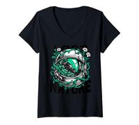 Mujer Casco de Astronauta perdido en la Naturaleza - Arte Espacial cósmico Camiseta Cuello V