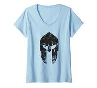 Mujer Casco de Guerrero Espartano | Entrenamientos de Gimnasio Griego Antiguo Camiseta Cuello V