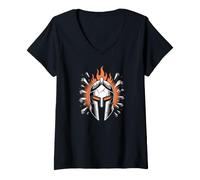 Mujer Casco Espartano Guerrero Gladiador Camiseta Cuello V