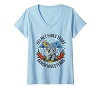 Mujer Casco Oculta Lágrimas Armadura Oculta Miedos Caballero Guerrero Medieval Camiseta Cuello V