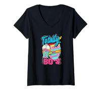 Mujer Casete Retro Vintage de Regreso a los 80 Totally 80's Camiseta Cuello V