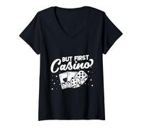 Mujer Casino Gambler But First Gambling Camiseta Cuello V