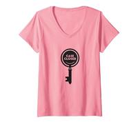 Mujer Caso Cerrado Clave Detective Mystery Graphic, Camiseta Cuello V, Rosado, XL