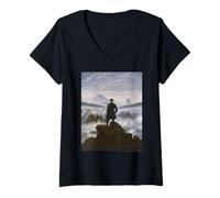 Mujer Caspar David Friedrich Wanderer Above The Sea of Fog Camiseta Cuello V