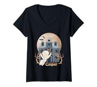 Mujer Casper The Friendly Ghost Haunted House Glow Camiseta Cuello V