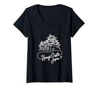 Mujer Castillo de Himeji, Japón Signature Heart Art - Recuerdo Camiseta Cuello V