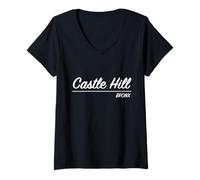 Mujer Castle Hill Ave Bronx New York NYC - Escritura Retro Camiseta Cuello V