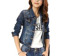 Mujer Casual Chaqueta Vaquera Slim Fit Cazadora De Denim Abrigos Azul 3XL
