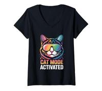 Mujer Cat Dad Mode Activated Camiseta Cuello V