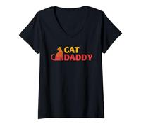 Mujer Cat Daddy Retro Shades Cool Pet Padre Kitty Lover Art Look Camiseta Cuello V