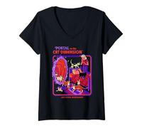 Mujer Cat Dimension Sci Fi Retro Vintage Funny Adult Humor Camiseta Cuello V