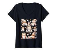 Mujer Cat Grandpa Gnomes With Cute Hearts For Cat Mom And Dad Camiseta Cuello V