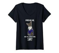 Mujer Cat History Humor Aaron Purr Patriotic Kitty Cita Parodia Camiseta Cuello V