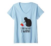 Mujer Cat Lover Do What I Want Vintage Black Cat Red Cup Funny Cat Camiseta Cuello V