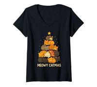 Mujer Cat Lovers Meowy Catmas Funny Christmas Cats Men Women Kids Camiseta Cuello V
