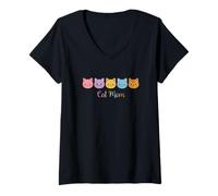 Mujer Cat Mom Cute Kawaii Cat Face Cat Lover Cute Cat Mom Camiseta Cuello V