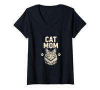Mujer Cat Mom - Mi Gato Dirige Esta casa Camiseta Cuello V
