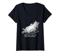 Mujer Cat Mother I Am But Skin and Bones para Mujeres Hombres Divertido Camiseta Cuello V