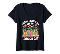 Mujer Cat Owners Introverts Homebodies I Cant Go Indoor Cat Camiseta Cuello V