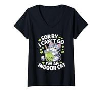 Mujer Cat Owners Introverts Sorry I Cant Go Im An Indoor Cat Camiseta Cuello V